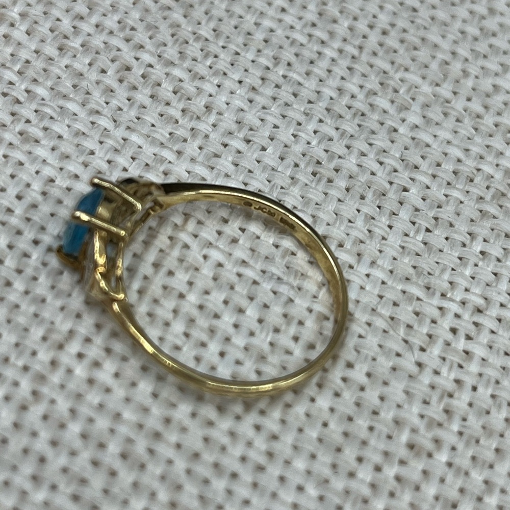 Vintage 10K Gold Blue Topaz & Diamond Ring – JCM Signed, Size 6.75 - Picture 11 of 17